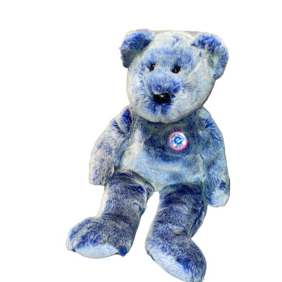 Vintage Ty Beanie Buddies Teddy Bear Plush Periwinkle Stuffed 2001 Nursery Blue - Picture 12 of 13